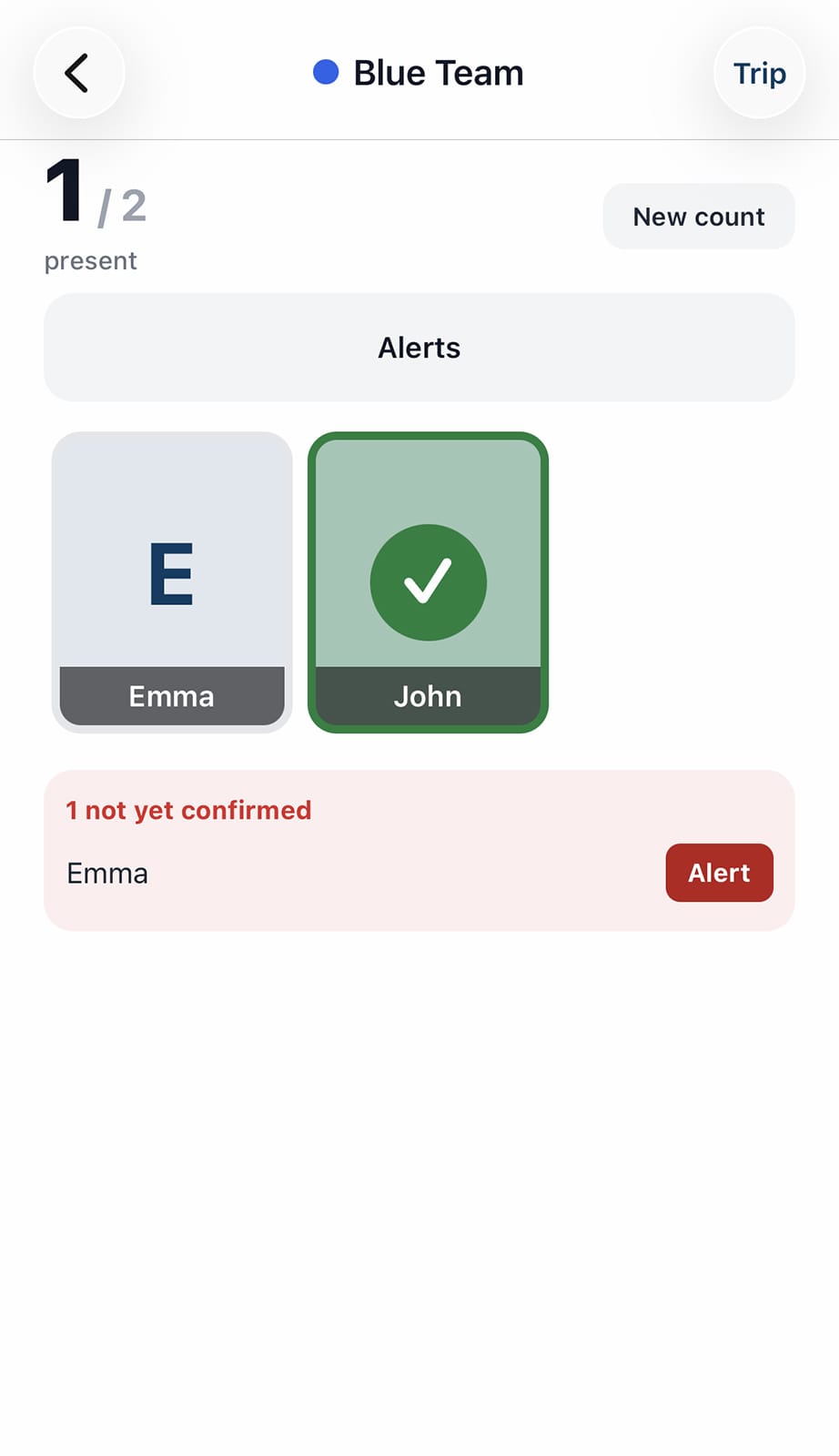 Tagalong app headcount screen